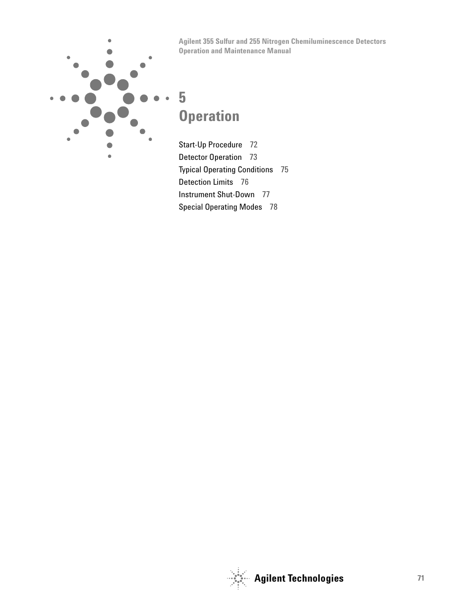 Operation, 5 operation | Agilent Technologies G6600-90006 User Manual | Page 71 / 118