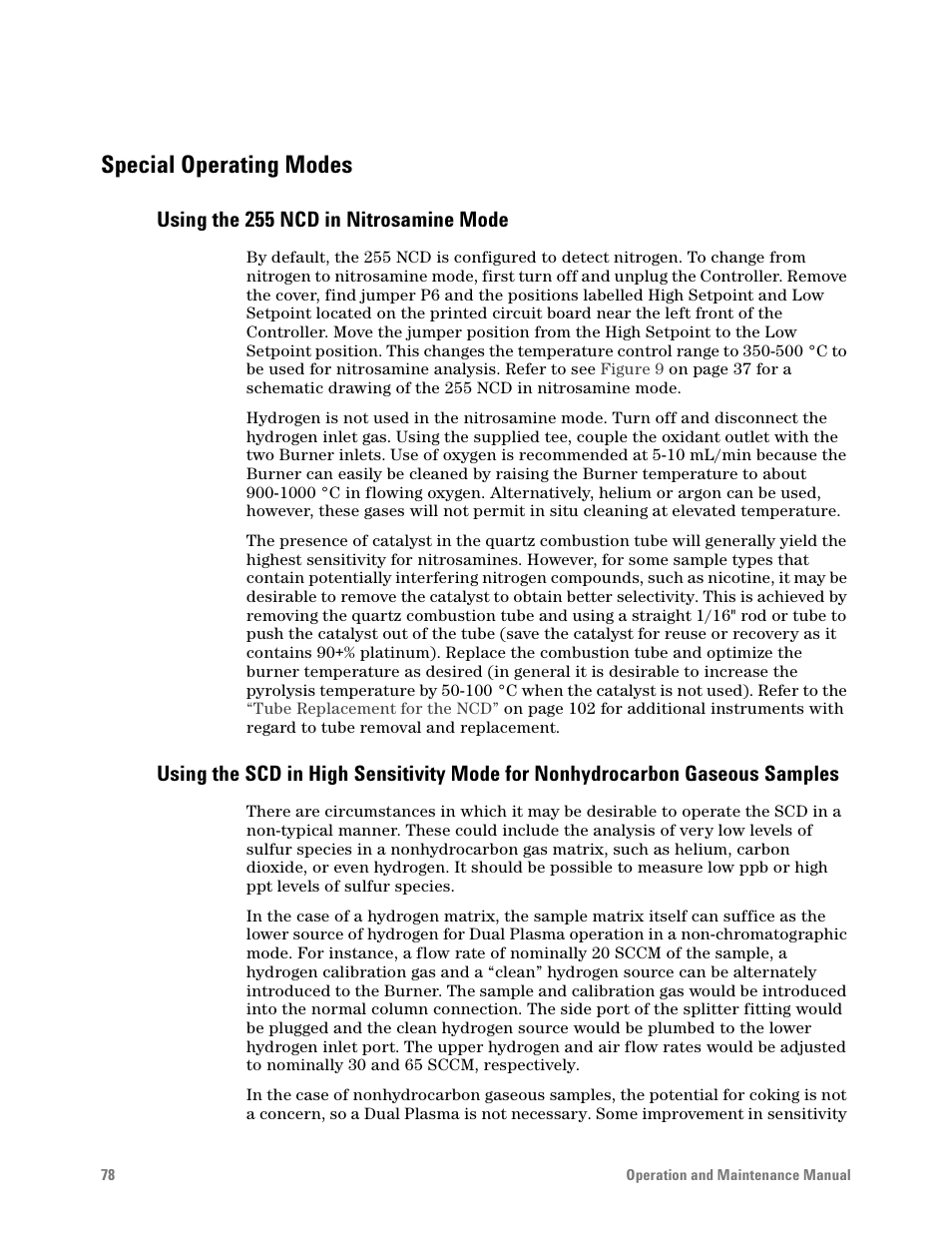 Special operating modes, Using the 255 ncd in nitrosamine mode | Agilent Technologies G6600-90006 User Manual | Page 78 / 118