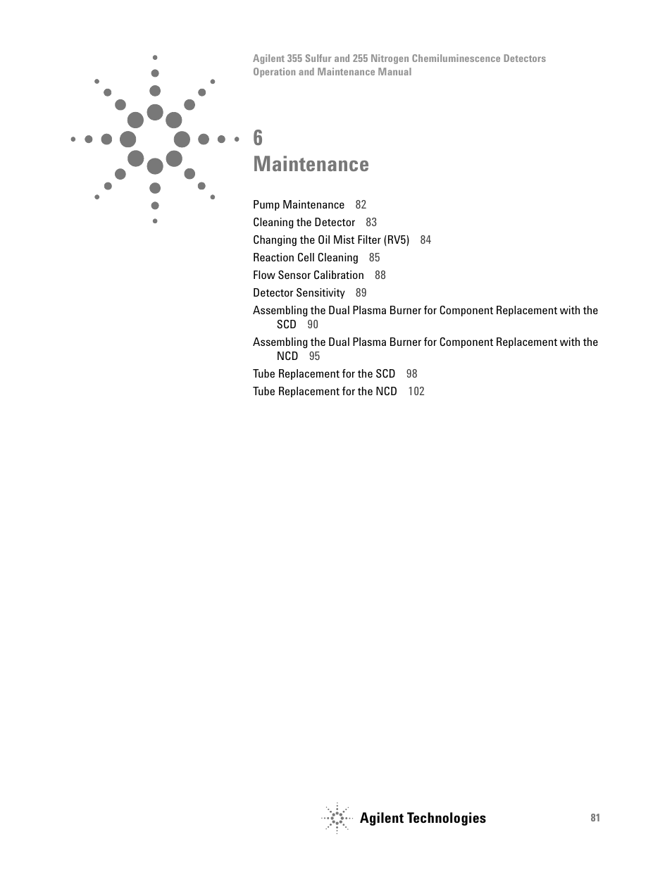 Maintenance, 6 maintenance | Agilent Technologies G6600-90006 User Manual | Page 81 / 118
