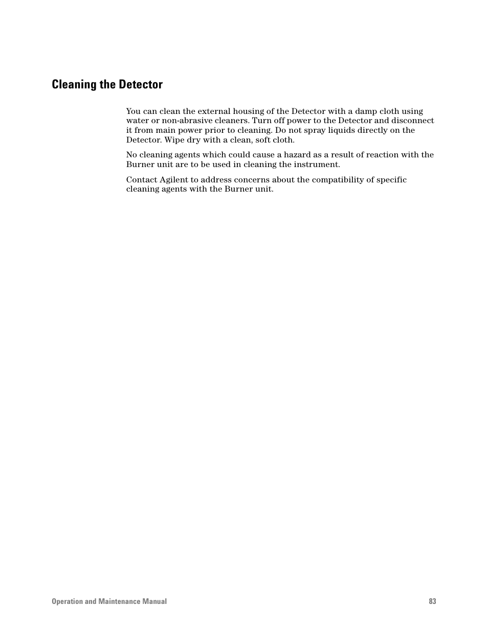 Cleaning the detector | Agilent Technologies G6600-90006 User Manual | Page 83 / 118