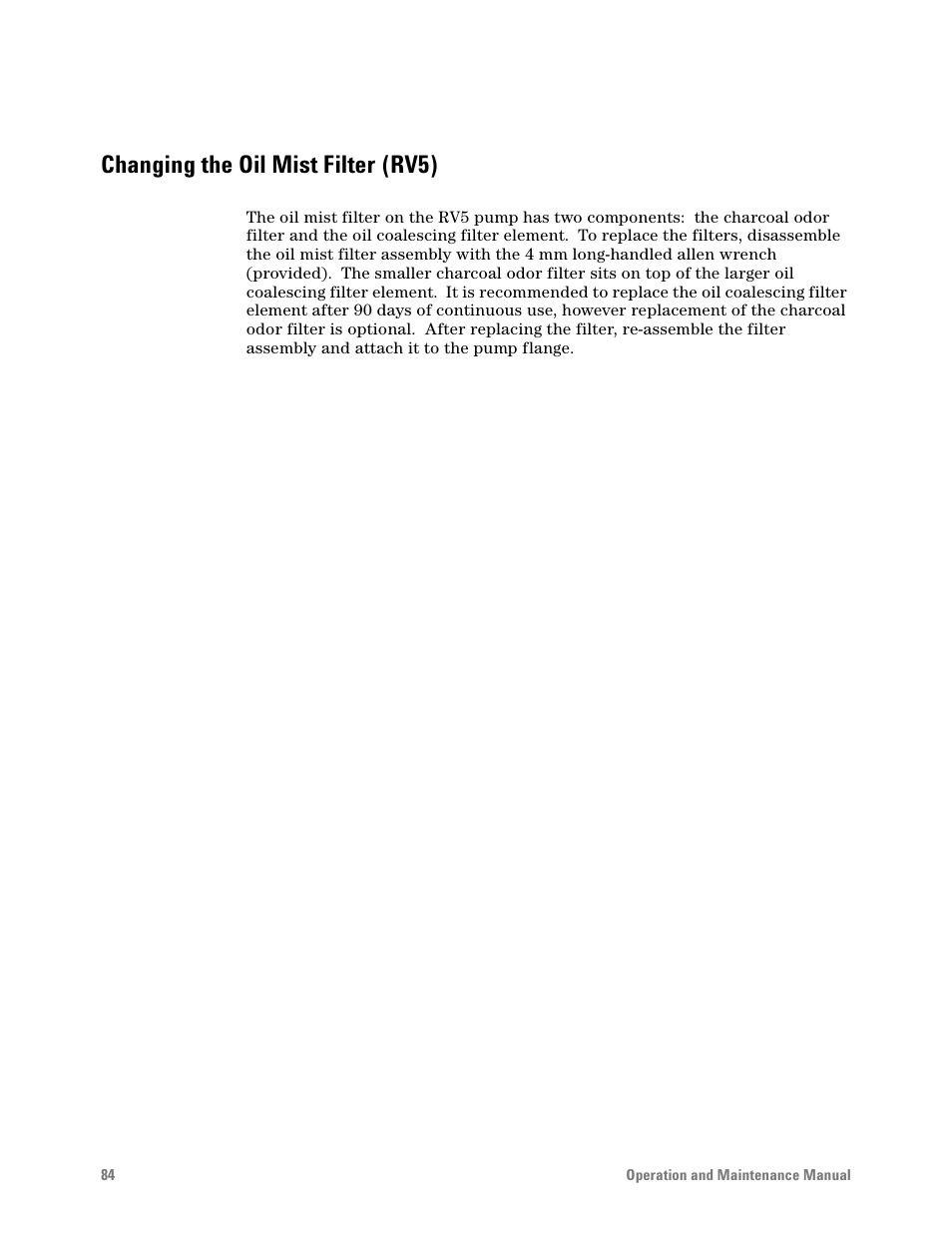 Changing the oil mist filter (rv5) | Agilent Technologies G6600-90006 User Manual | Page 84 / 118
