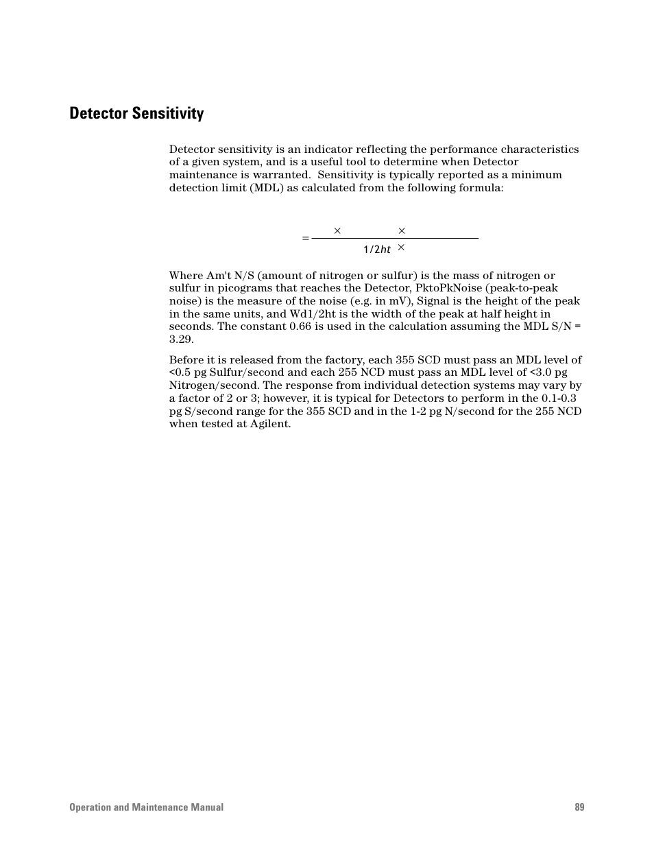 Detector sensitivity | Agilent Technologies G6600-90006 User Manual | Page 89 / 118