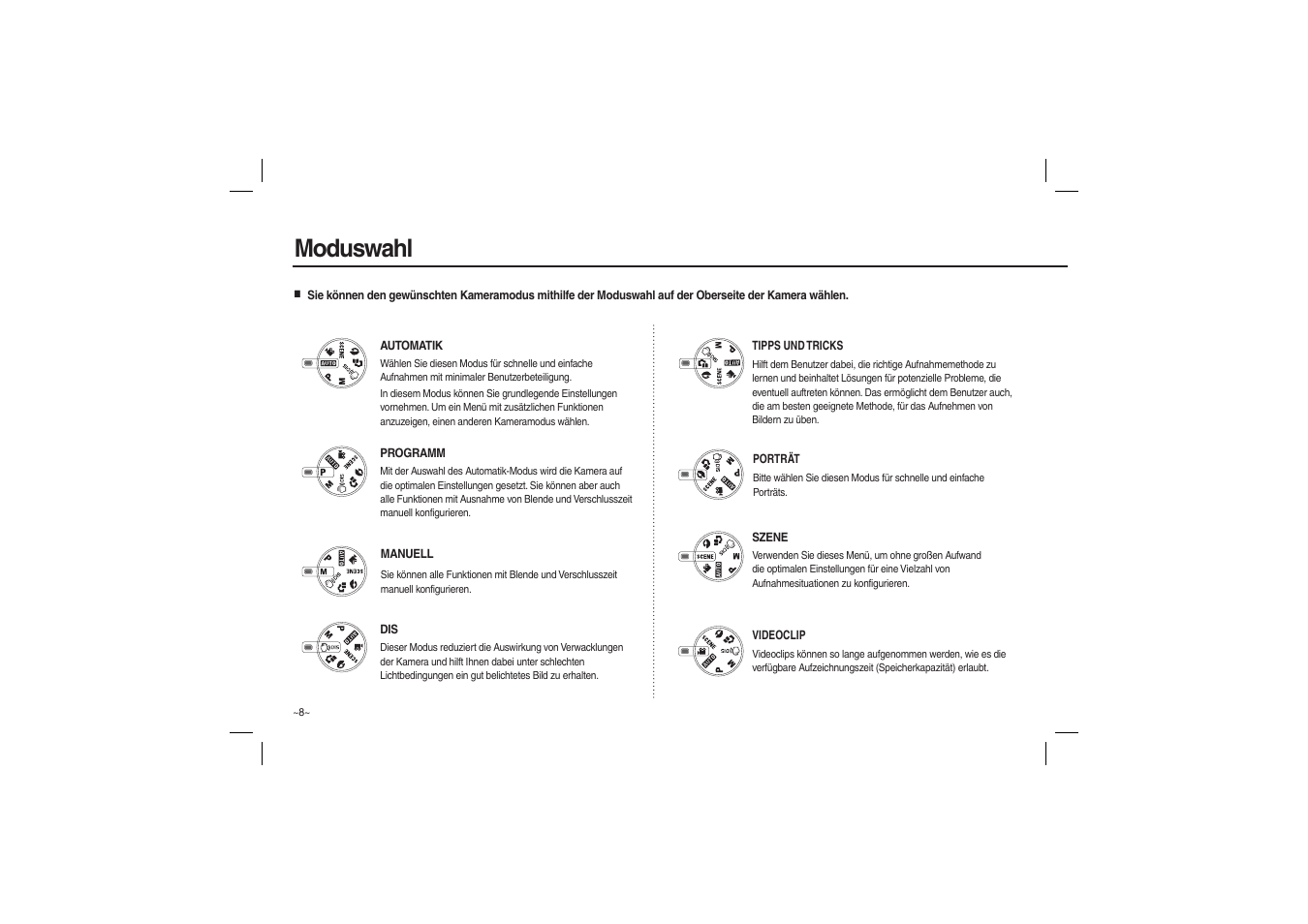 Moduswahl | Samsung L100 User Manual | Page 25 / 98