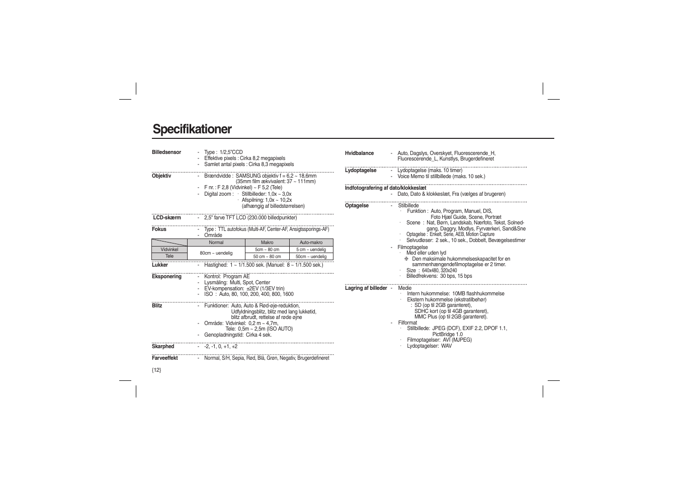 Specifikationer | Samsung L100 User Manual | Page 77 / 98