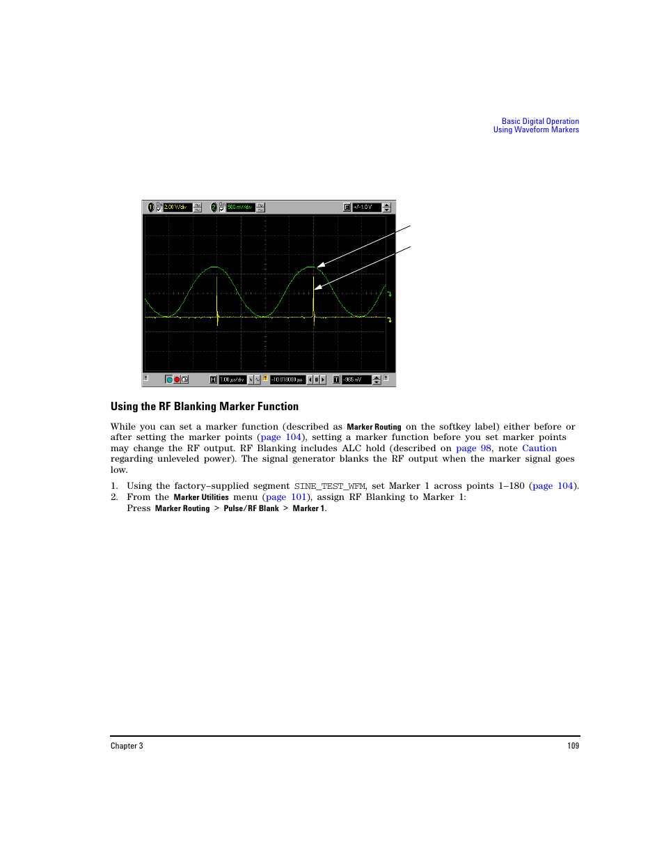 Using the rf blanking marker function, Is n | Agilent Technologies E8267D PSG User Manual | Page 123 / 318