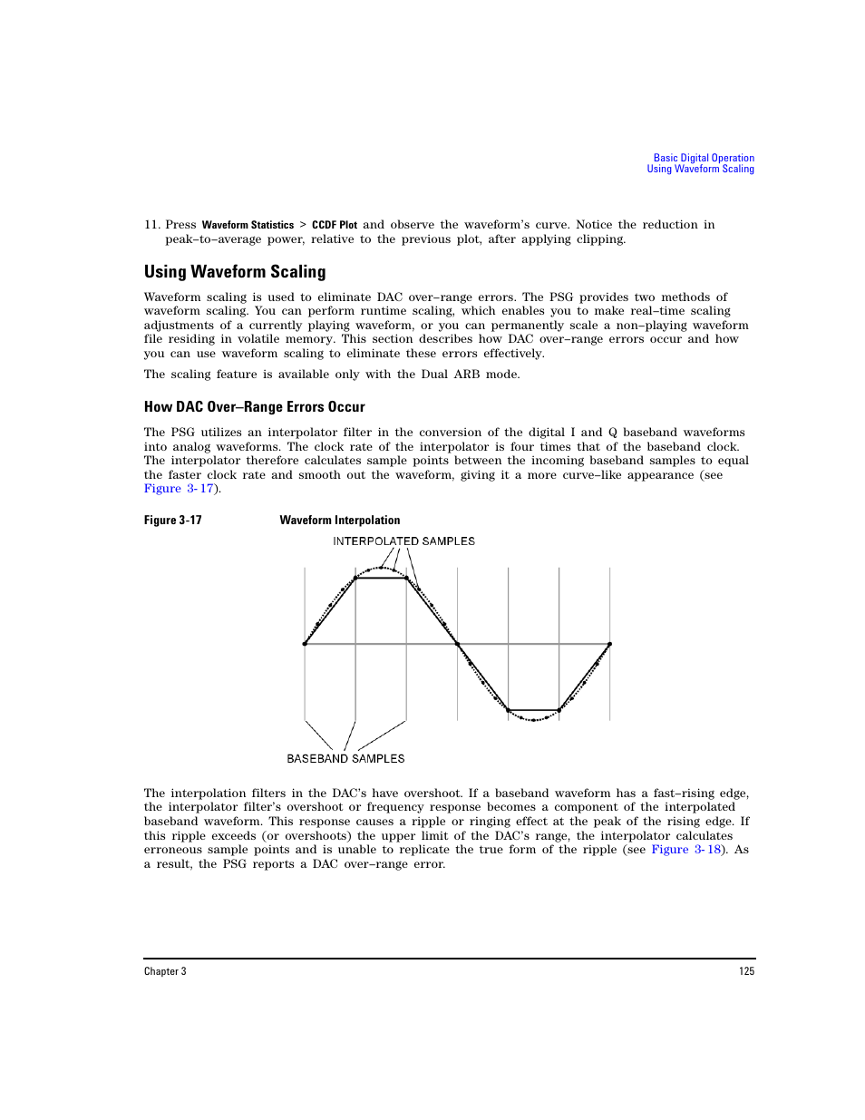Using waveform scaling, How dac over–range errors occur | Agilent Technologies E8267D PSG User Manual | Page 139 / 318