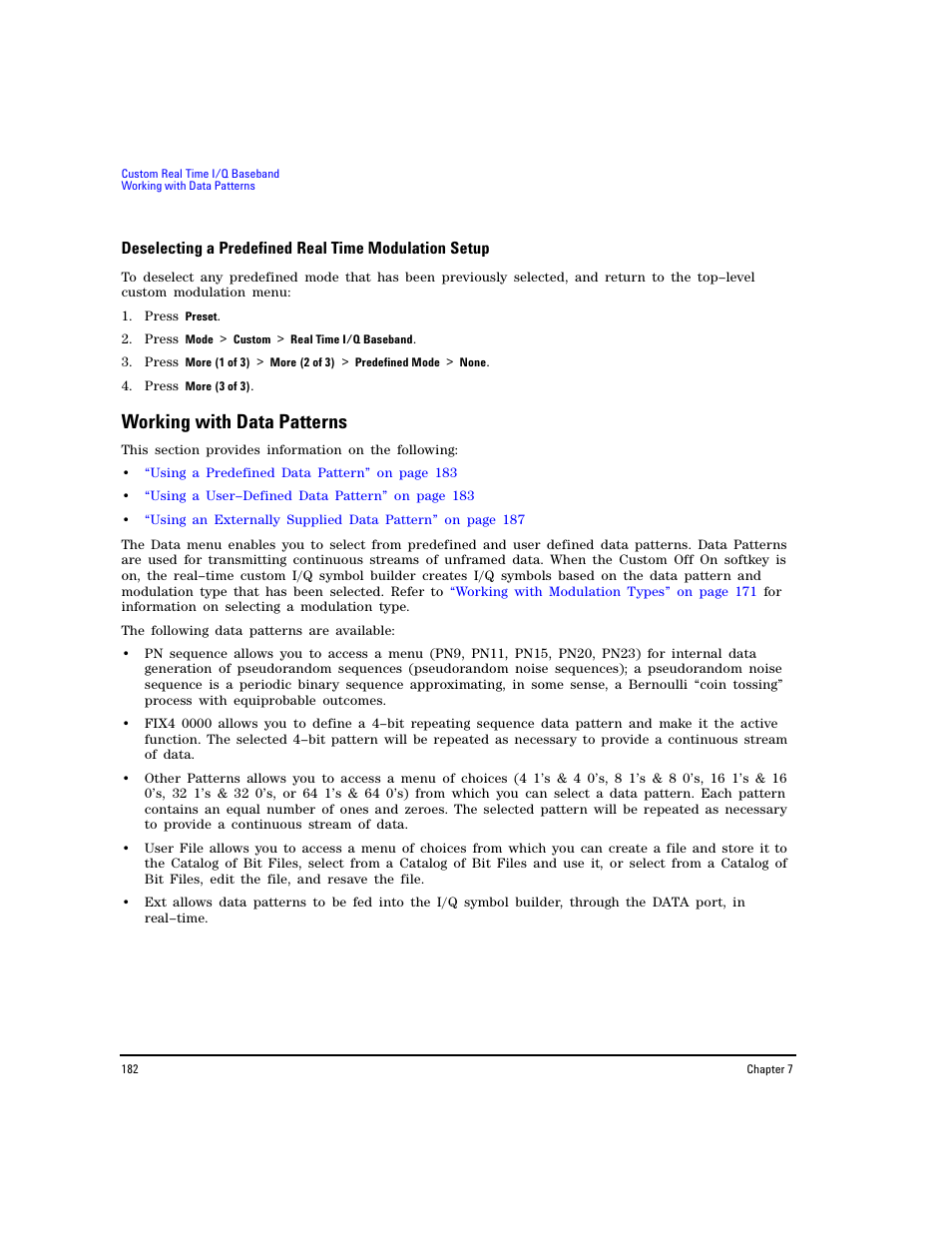 Working with data patterns | Agilent Technologies E8267D PSG User Manual | Page 196 / 318