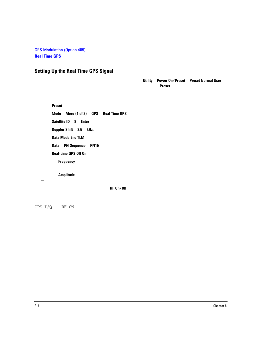 Setting up the real time gps signal | Agilent Technologies E8267D PSG User Manual | Page 230 / 318