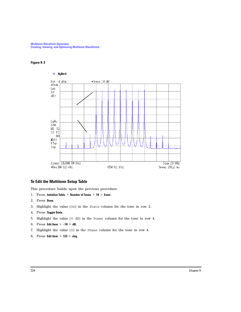 To edit the multitone setup table | Agilent Technologies E8267D PSG User Manual | Page 238 / 318