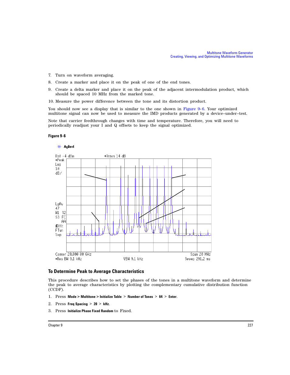 To determine peak to average characteristics | Agilent Technologies E8267D PSG User Manual | Page 241 / 318