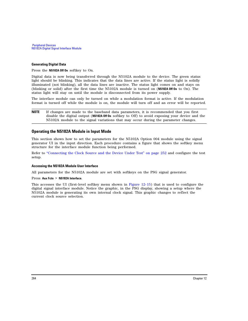 Operating the n5102a module in input mode | Agilent Technologies E8267D PSG User Manual | Page 278 / 318