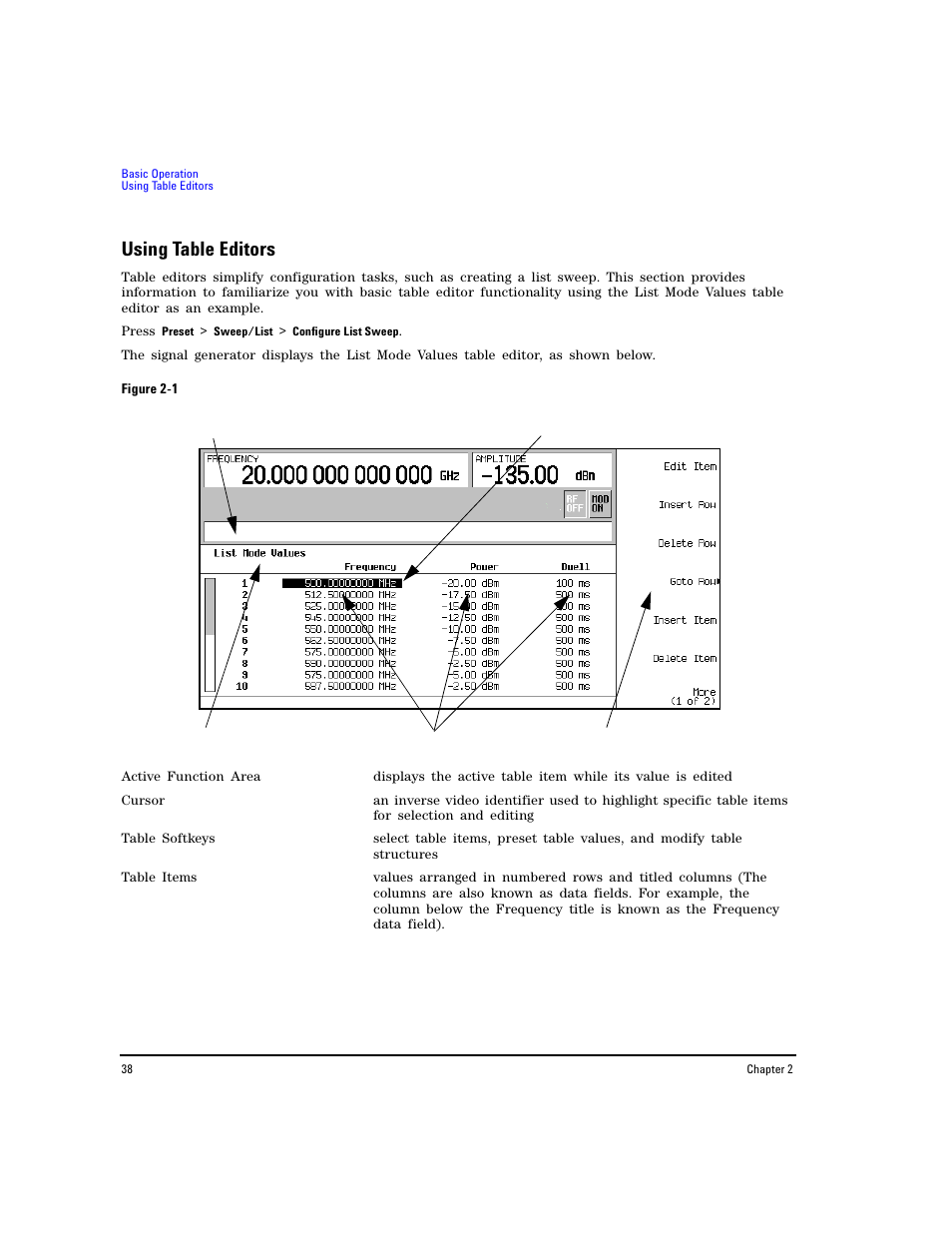 Using table editors | Agilent Technologies E8267D PSG User Manual | Page 52 / 318