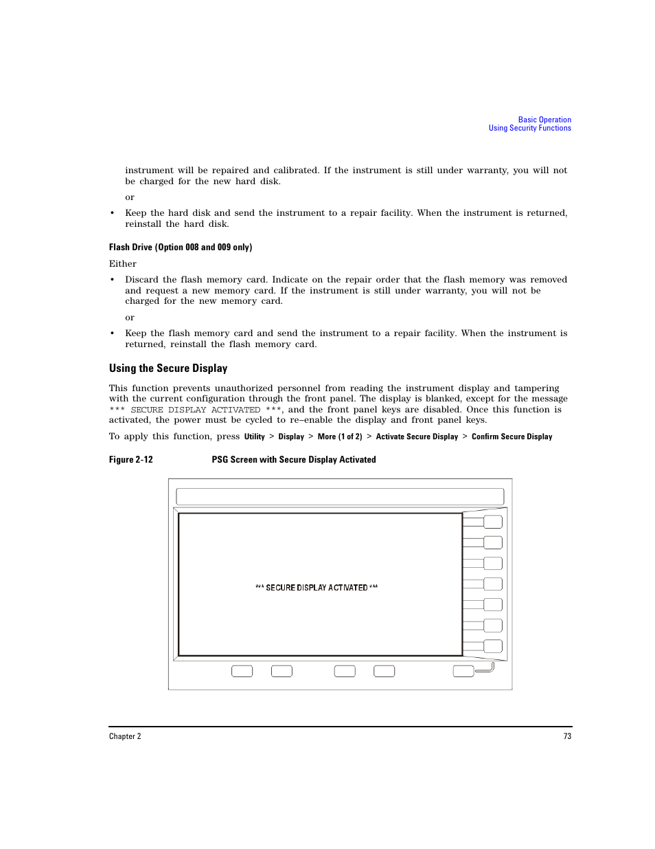 Using the secure display | Agilent Technologies E8267D PSG User Manual | Page 87 / 318