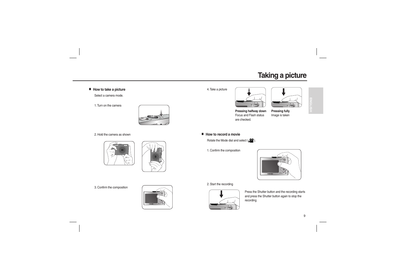 Taking a picture | Samsung M100 User Manual | Page 10 / 98