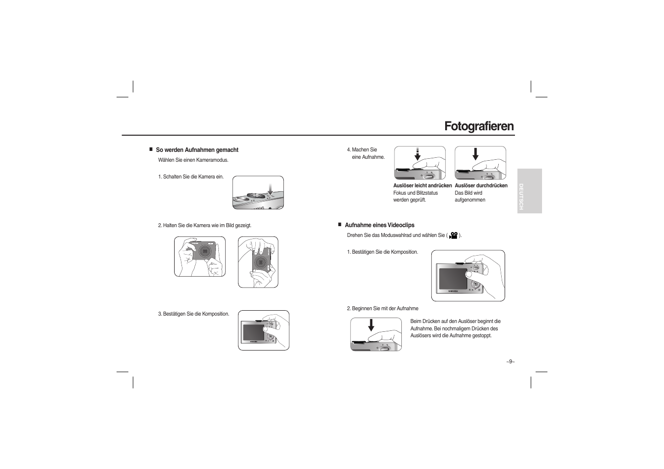 Fotografieren | Samsung M100 User Manual | Page 26 / 98