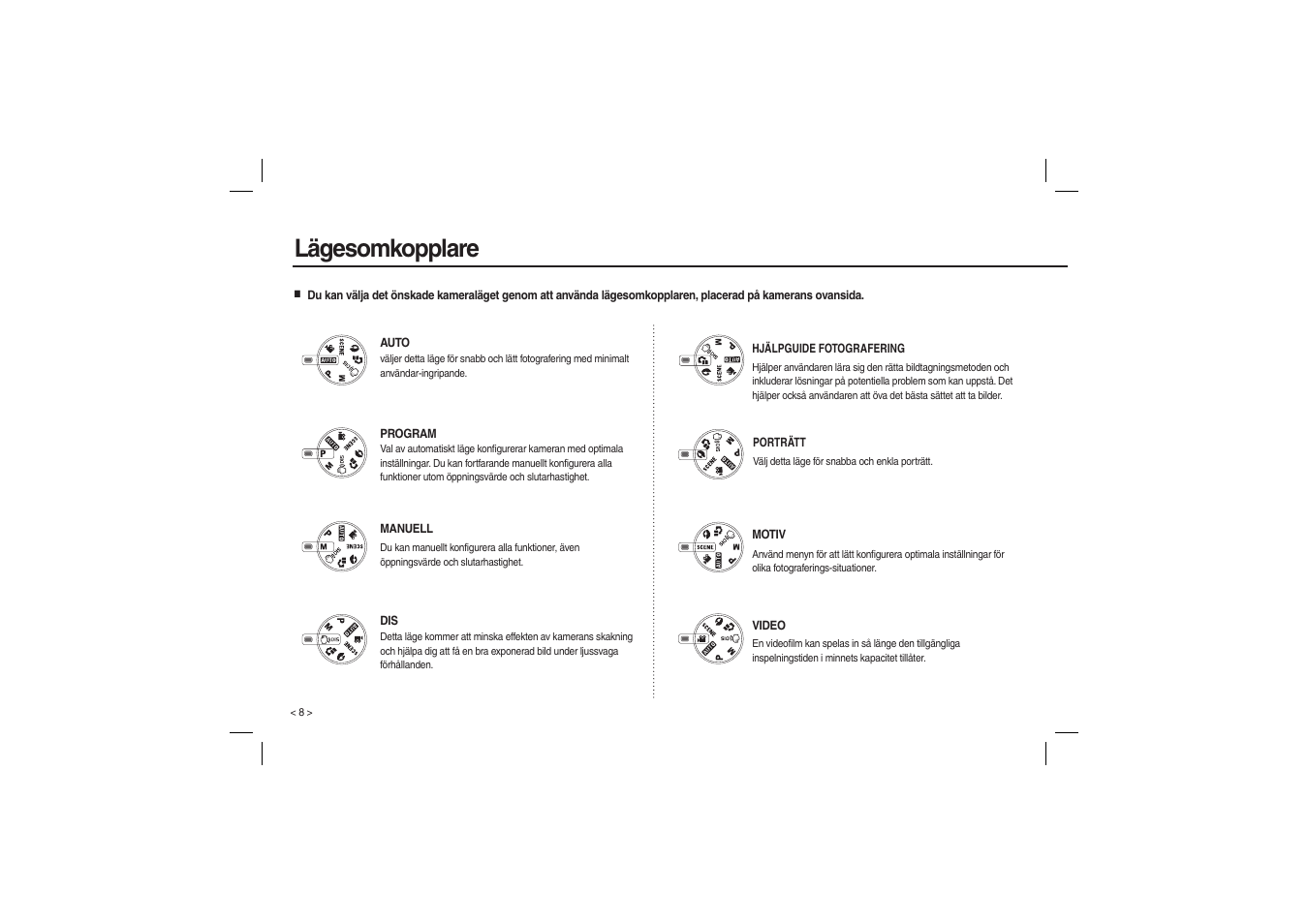 Lägesomkopplare | Samsung M100 User Manual | Page 57 / 98