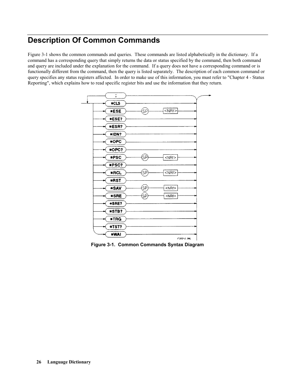 Description of common commands | Agilent Technologies 664xA User Manual | Page 26 / 70