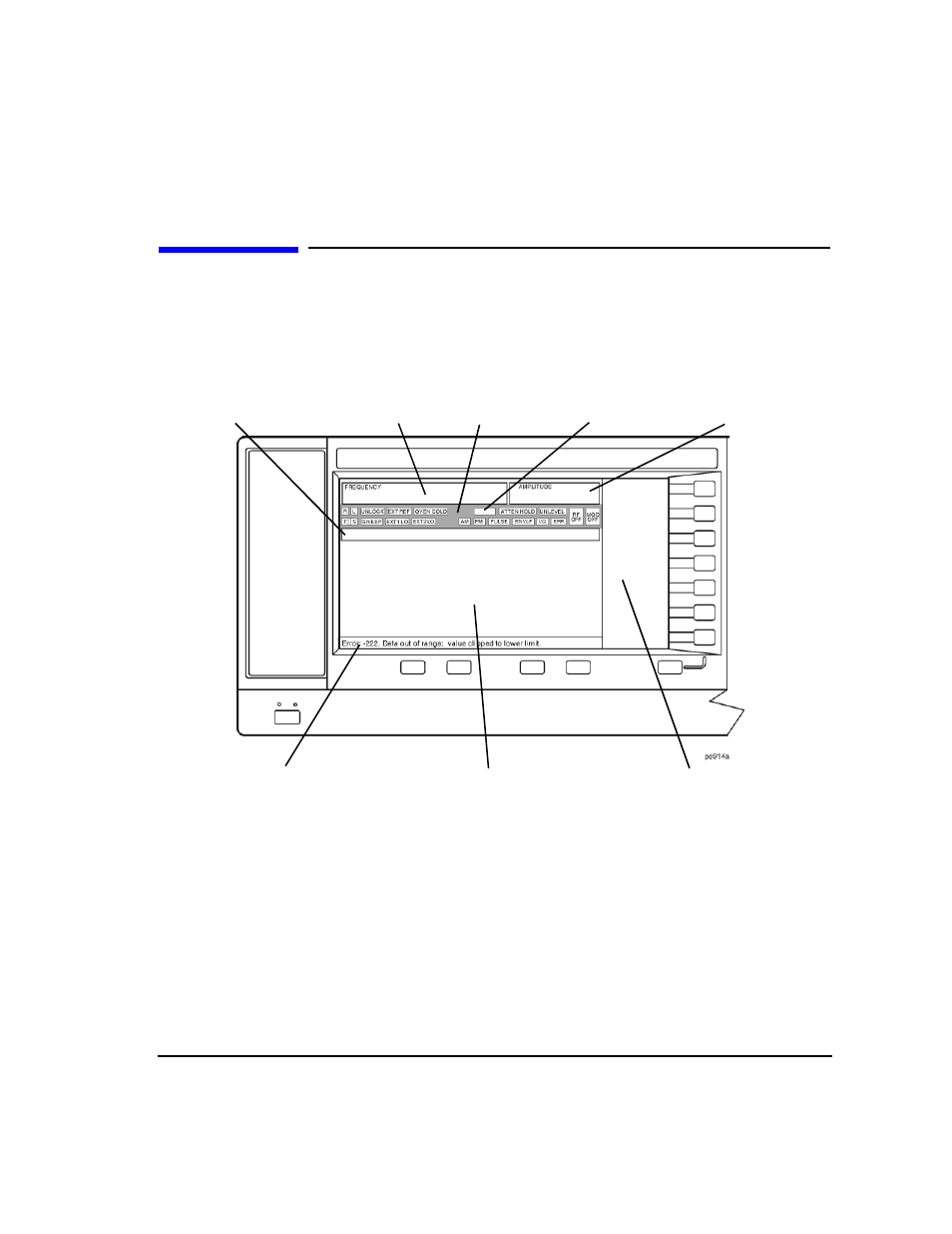 Front panel display, Active entry area, Frequency area | Agilent Technologies E8247C PSG CW User Manual | Page 23 / 220