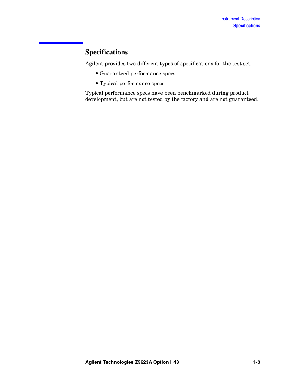 Specifications | Agilent Technologies Option H48 Multiport Test Set Z5623A User Manual | Page 11 / 138