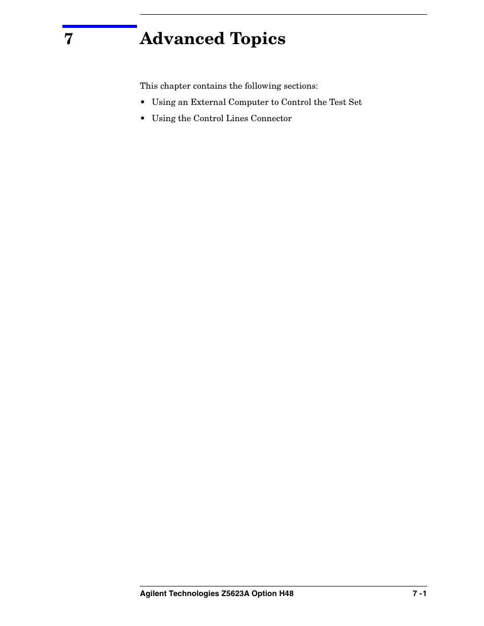 7 advanced topics, Advanced topics | Agilent Technologies Option H48 Multiport Test Set Z5623A User Manual | Page 113 / 138