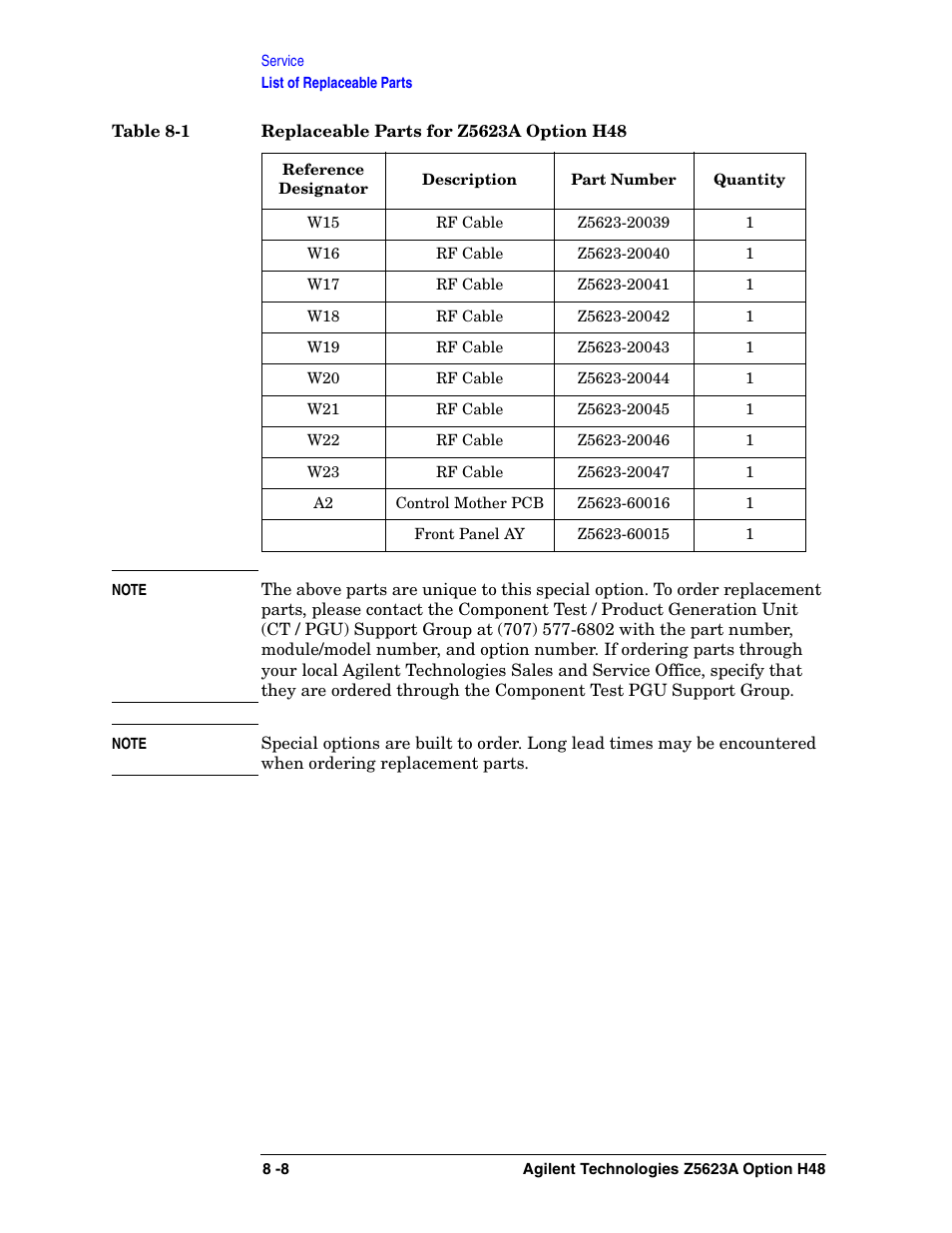 Agilent Technologies Option H48 Multiport Test Set Z5623A User Manual | Page 130 / 138
