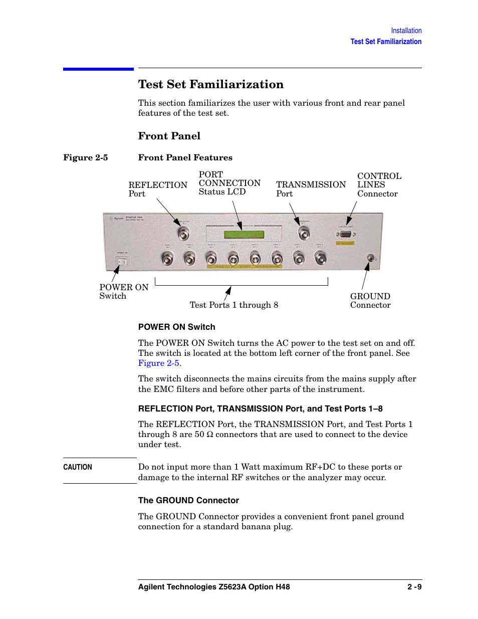 Test set familiarization | Agilent Technologies Option H48 Multiport Test Set Z5623A User Manual | Page 25 / 138