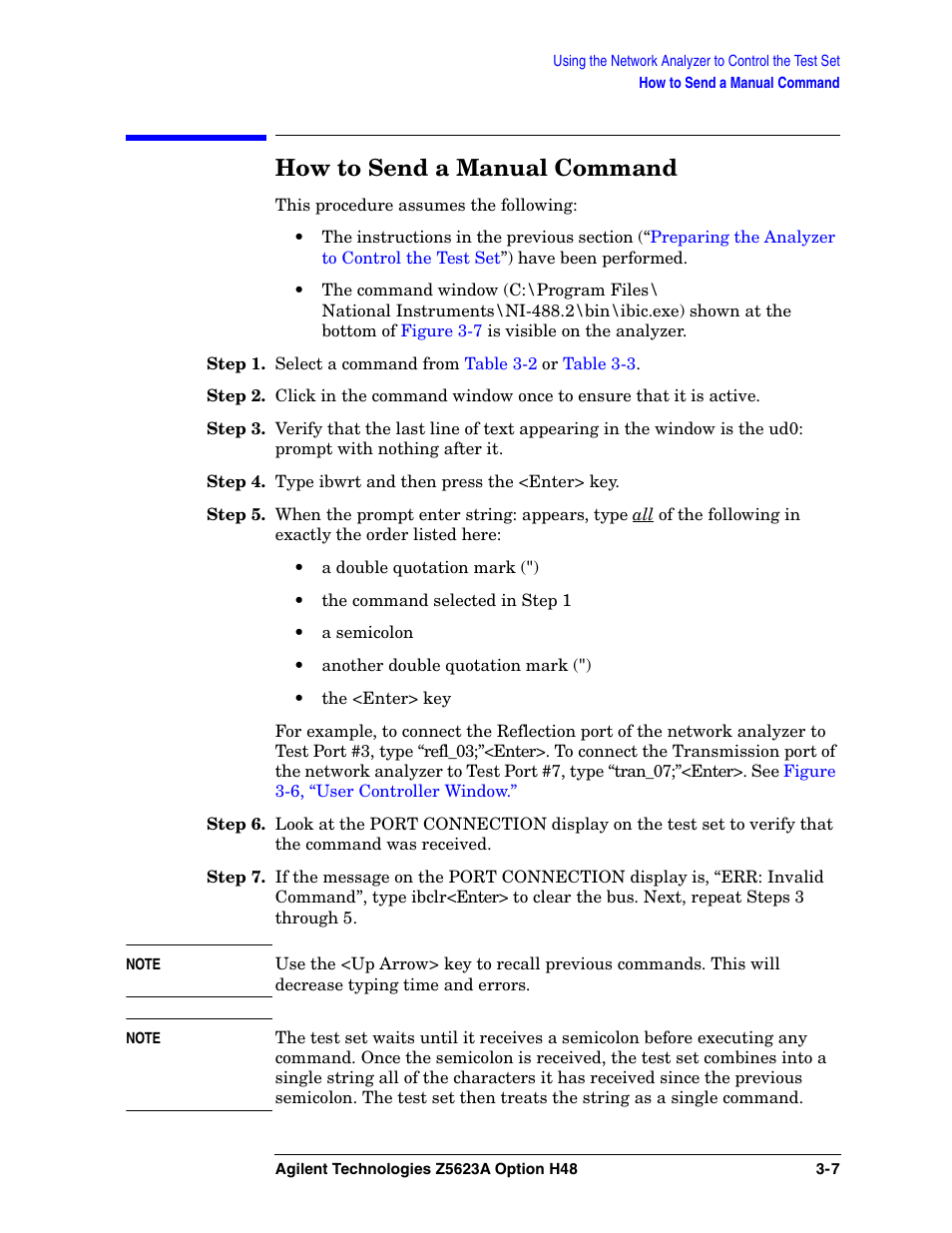 How to send a manual command | Agilent Technologies Option H48 Multiport Test Set Z5623A User Manual | Page 39 / 138