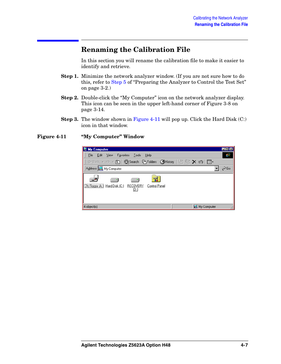 Renaming the calibration file | Agilent Technologies Option H48 Multiport Test Set Z5623A User Manual | Page 57 / 138