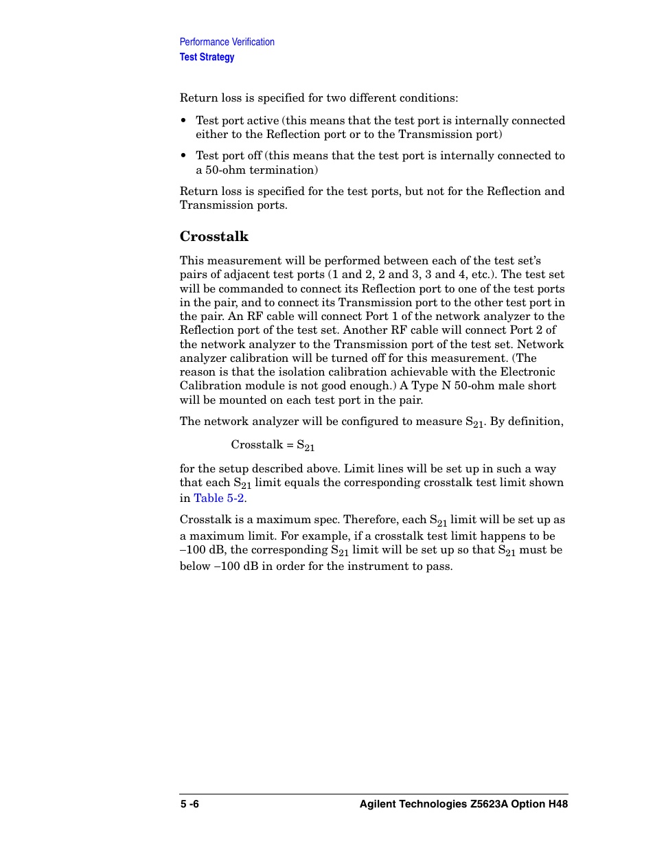 Crosstalk | Agilent Technologies Option H48 Multiport Test Set Z5623A User Manual | Page 74 / 138