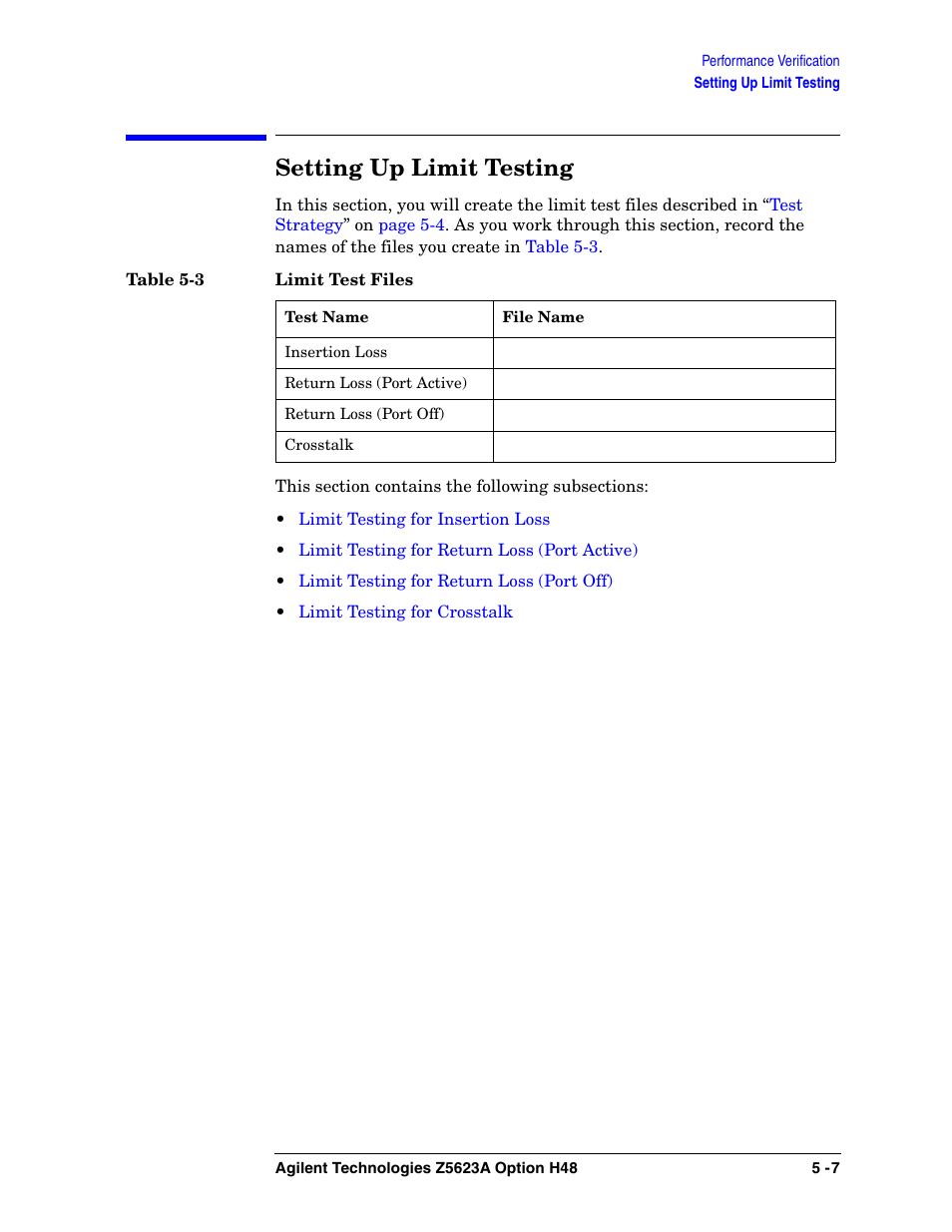 Setting up limit testing | Agilent Technologies Option H48 Multiport Test Set Z5623A User Manual | Page 75 / 138