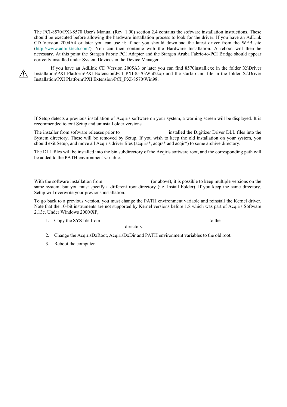 Installing the software under windows, Warnings, Multiple versions | Agilent Technologies DC152 User Manual | Page 10 / 55