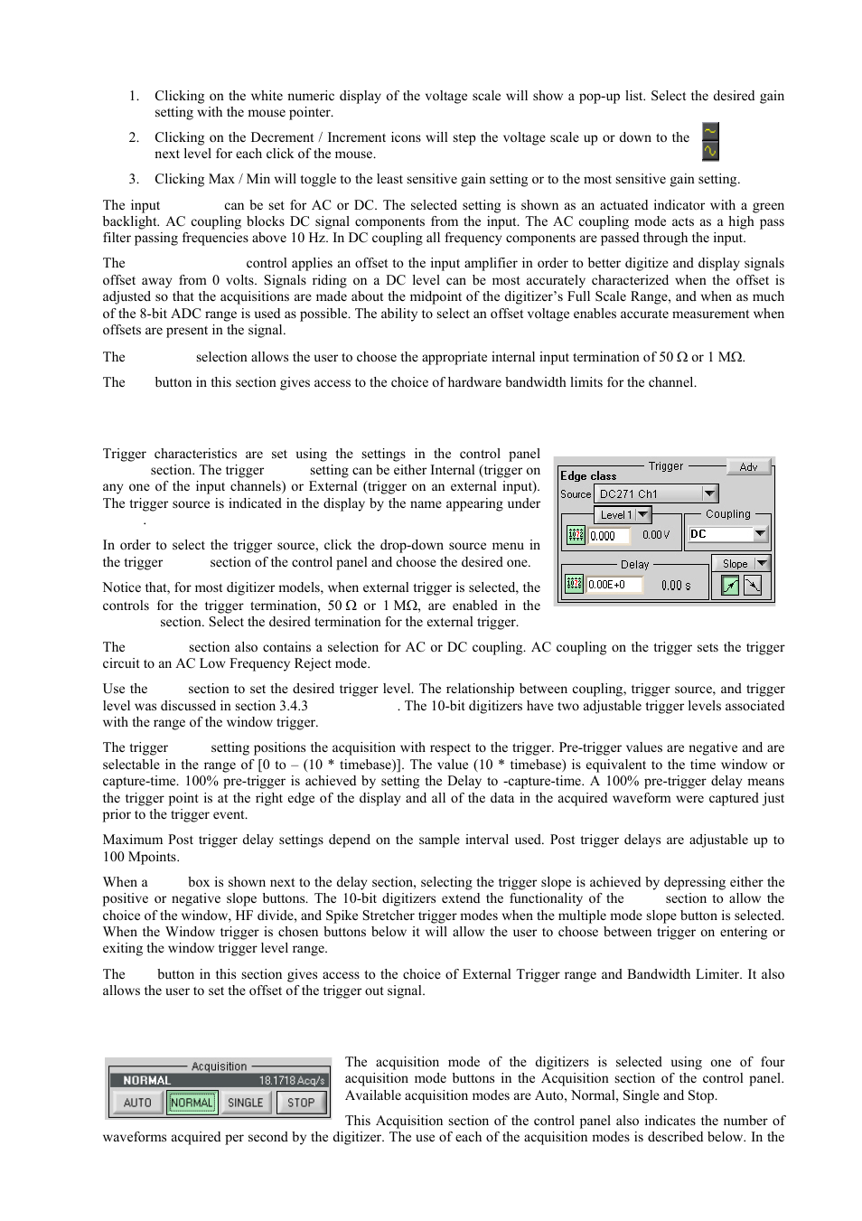 Trigger, Acquisition mode | Agilent Technologies DC152 User Manual | Page 42 / 55