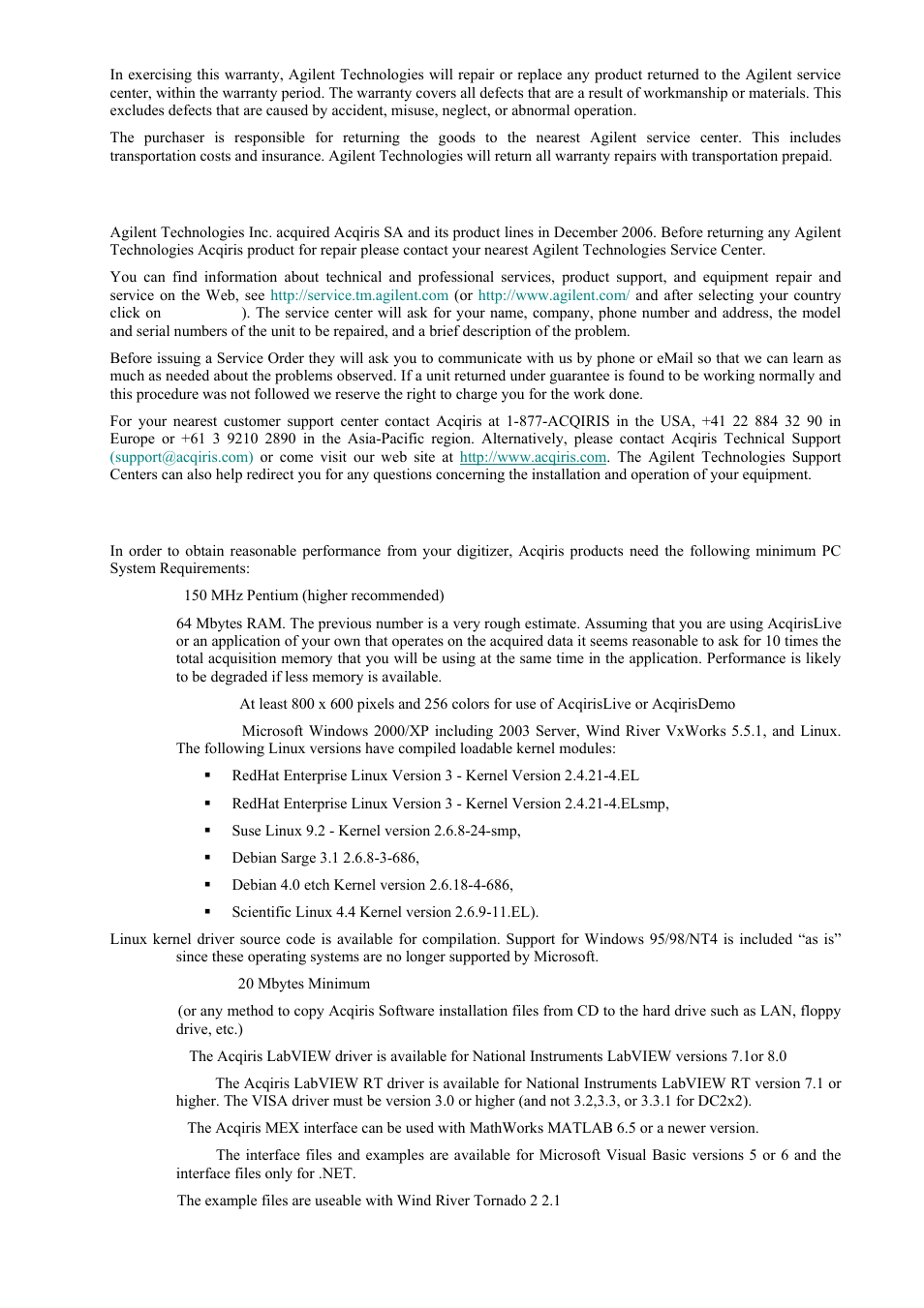 System requirements | Agilent Technologies DC152 User Manual | Page 7 / 55