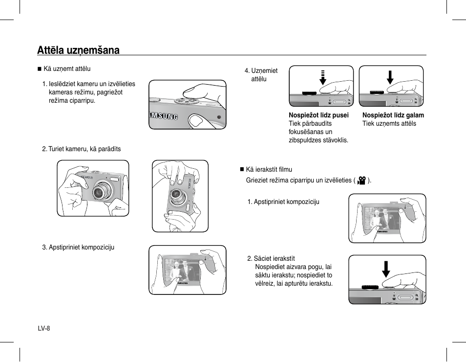 Attēla uzņemšana | Samsung L201 User Manual | Page 105 / 146