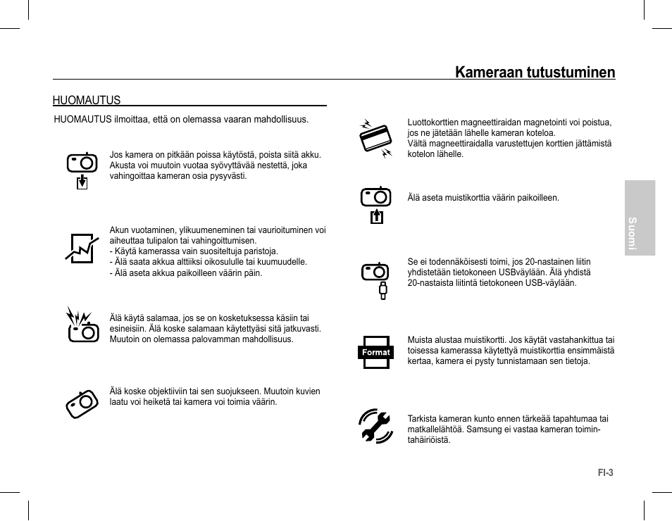 Kameraan tutustuminen, Huomautus | Samsung L201 User Manual | Page 36 / 146