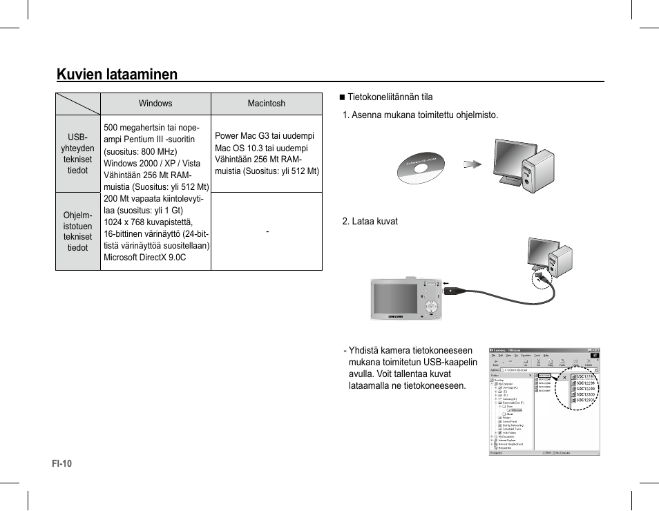 Kuvien lataaminen | Samsung L201 User Manual | Page 43 / 146