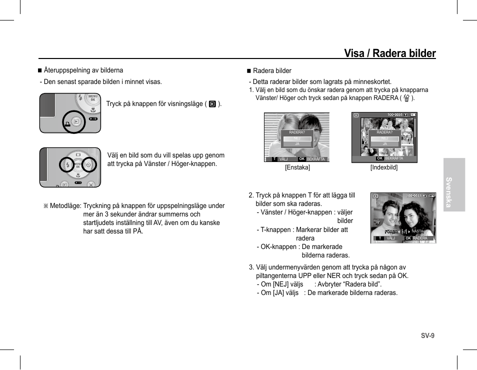 Visa / radera bilder, Svenska | Samsung L201 User Manual | Page 58 / 146