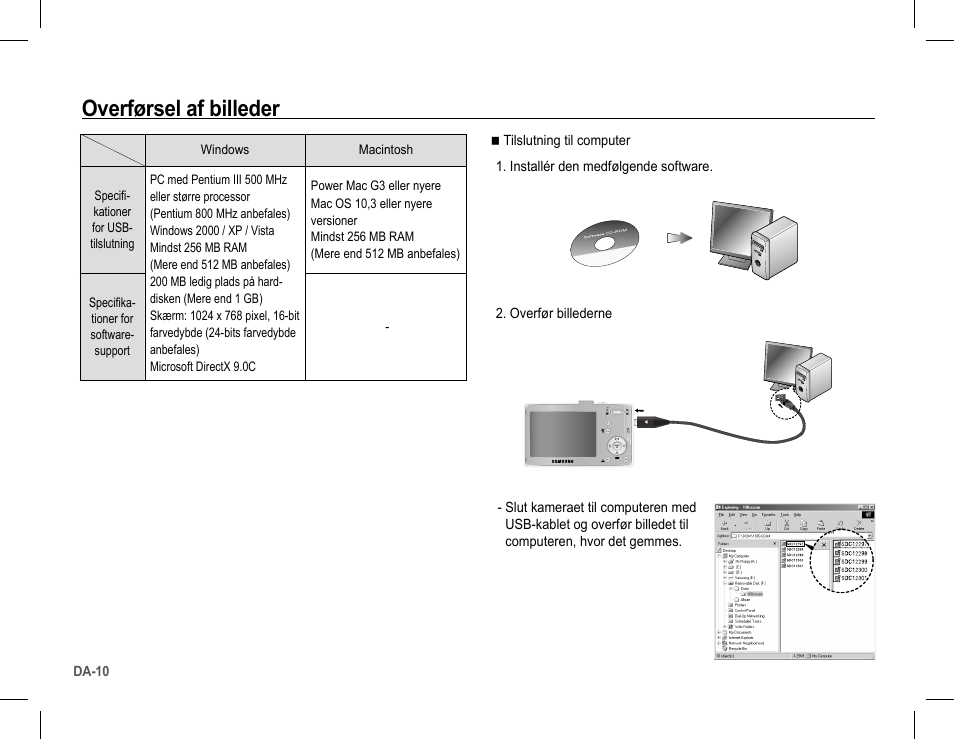 Overførsel af billeder | Samsung L201 User Manual | Page 75 / 146