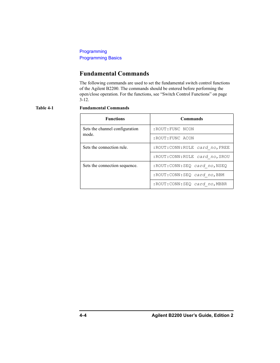 Fundamental commands, Fundamental commands -4 | Agilent Technologies B2201A User Manual | Page 102 / 234