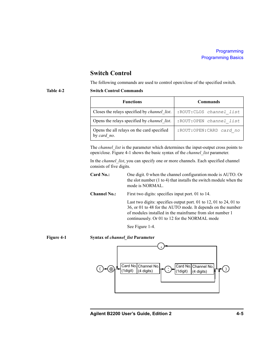 Switch control, Switch control -5 | Agilent Technologies B2201A User Manual | Page 103 / 234