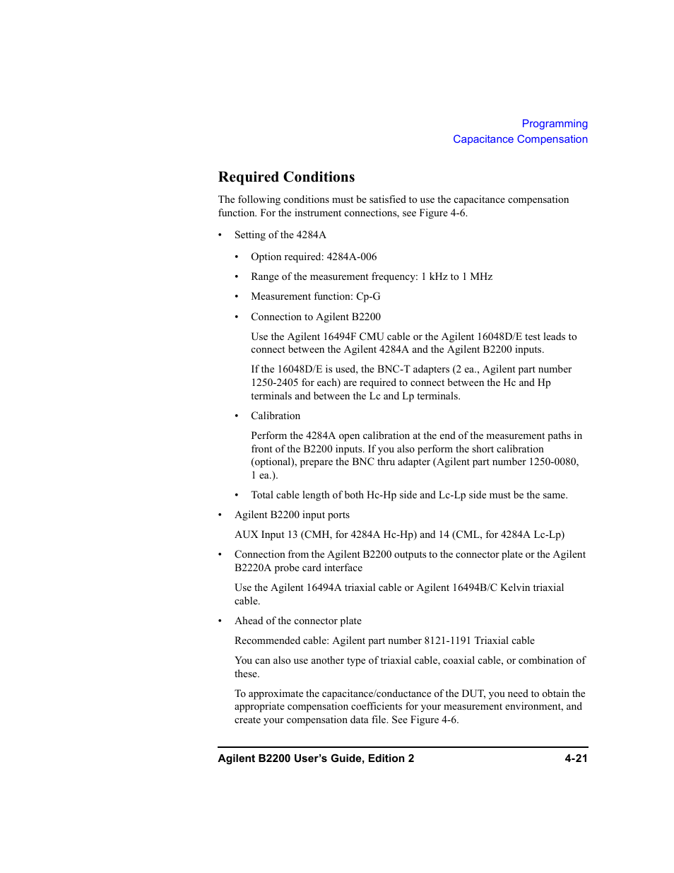 Required conditions, Required conditions -21 | Agilent Technologies B2201A User Manual | Page 119 / 234
