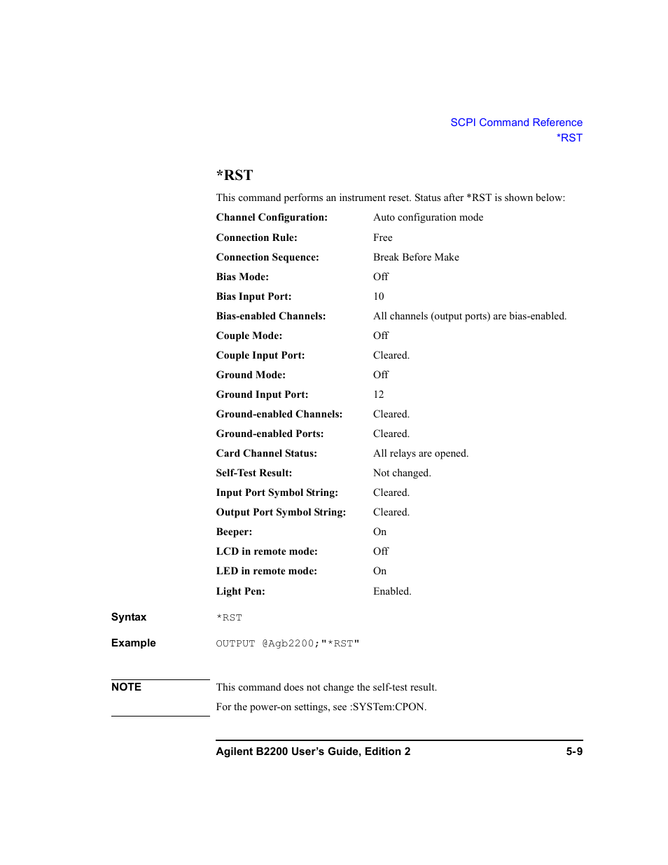 Rst -9 | Agilent Technologies B2201A User Manual | Page 135 / 234