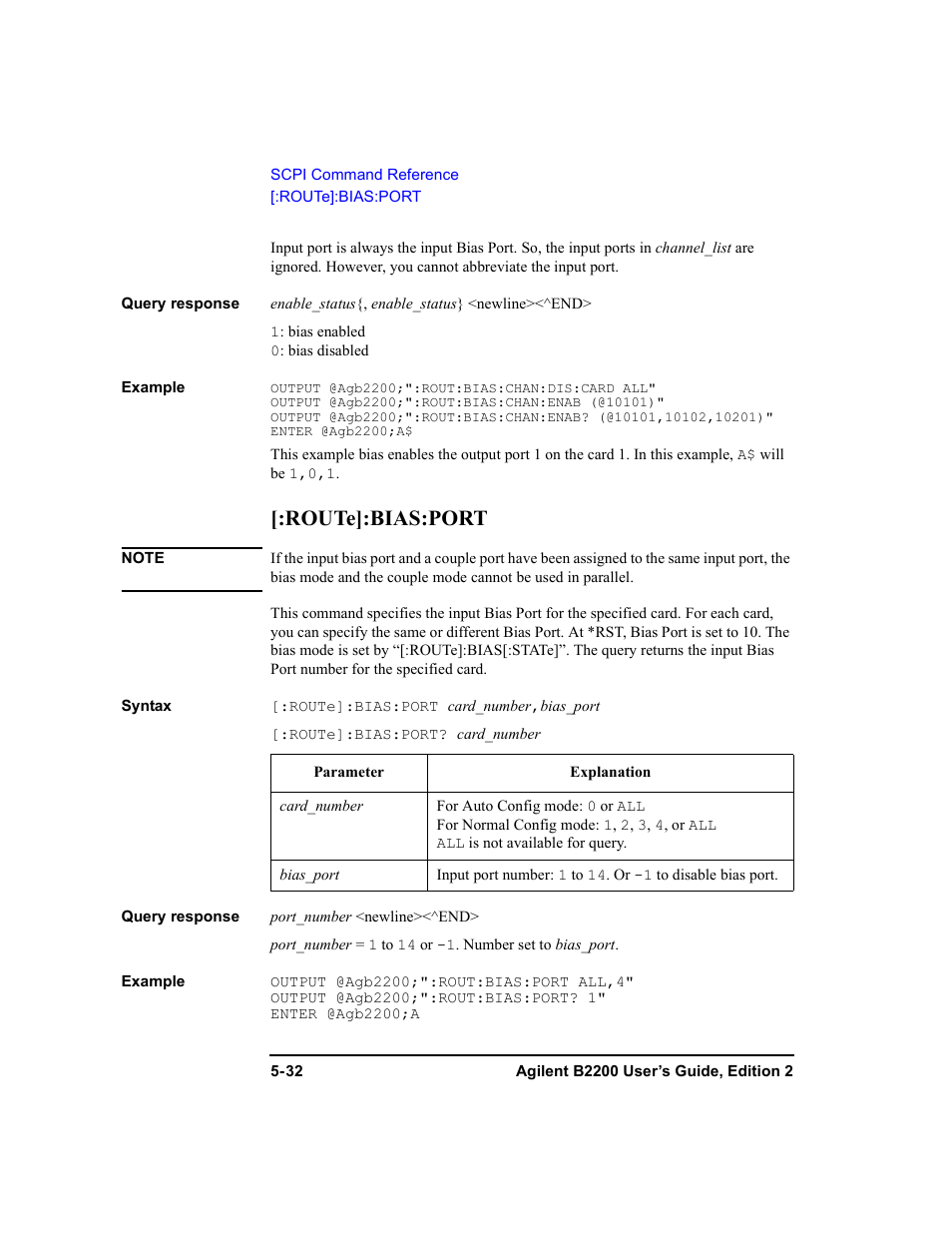 Route]:bias:port, Route]:bias:port -32 | Agilent Technologies B2201A User Manual | Page 158 / 234