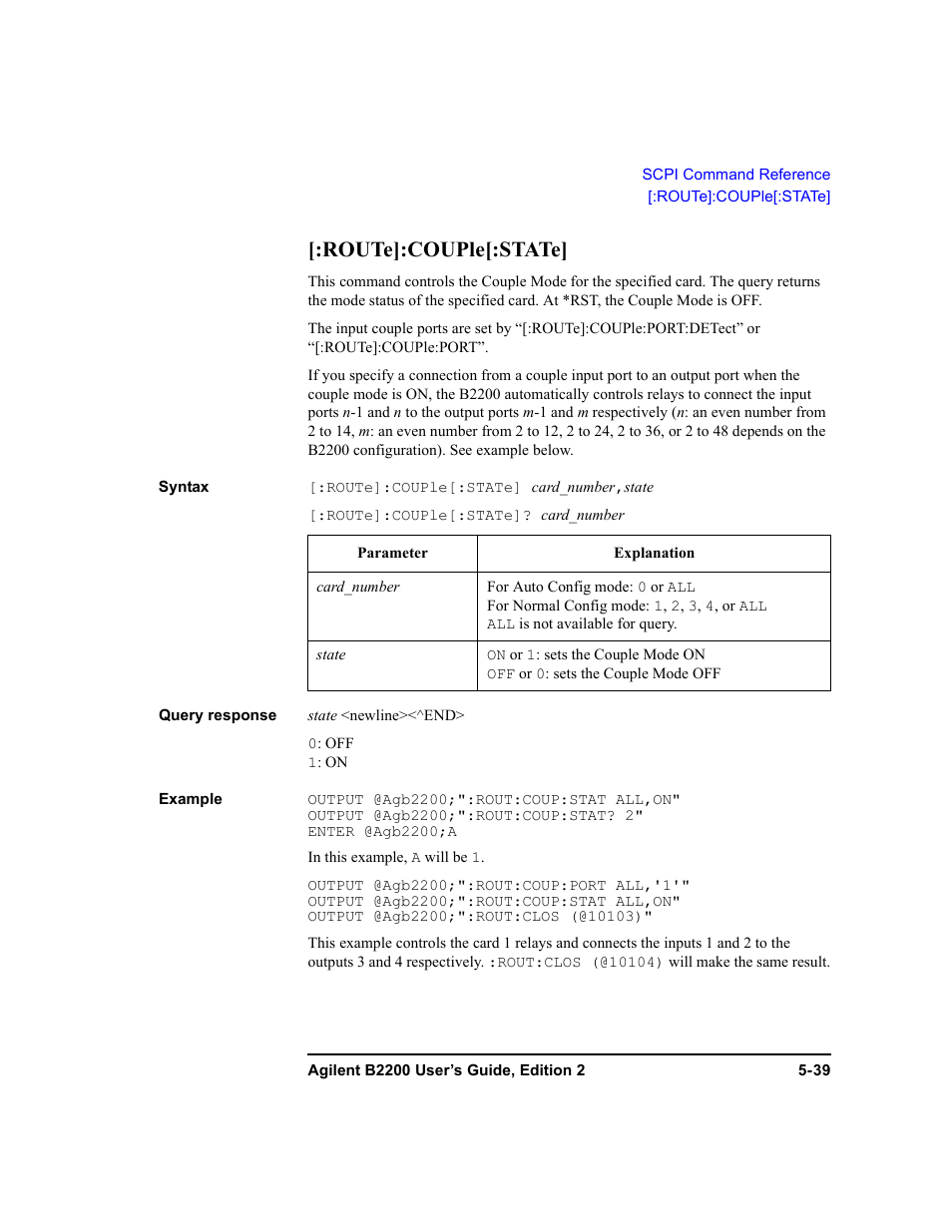 Route]:couple[:state, Route]:couple[:state] -39 | Agilent Technologies B2201A User Manual | Page 165 / 234