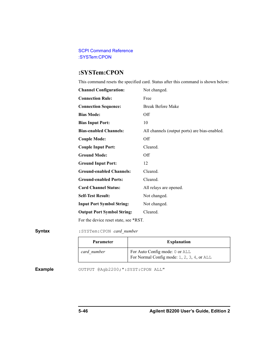 System:cpon, System:cpon -46 | Agilent Technologies B2201A User Manual | Page 172 / 234