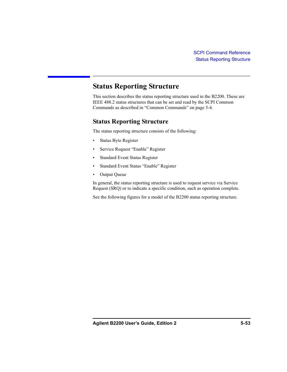 Status reporting structure, Status reporting structure -53 | Agilent Technologies B2201A User Manual | Page 179 / 234