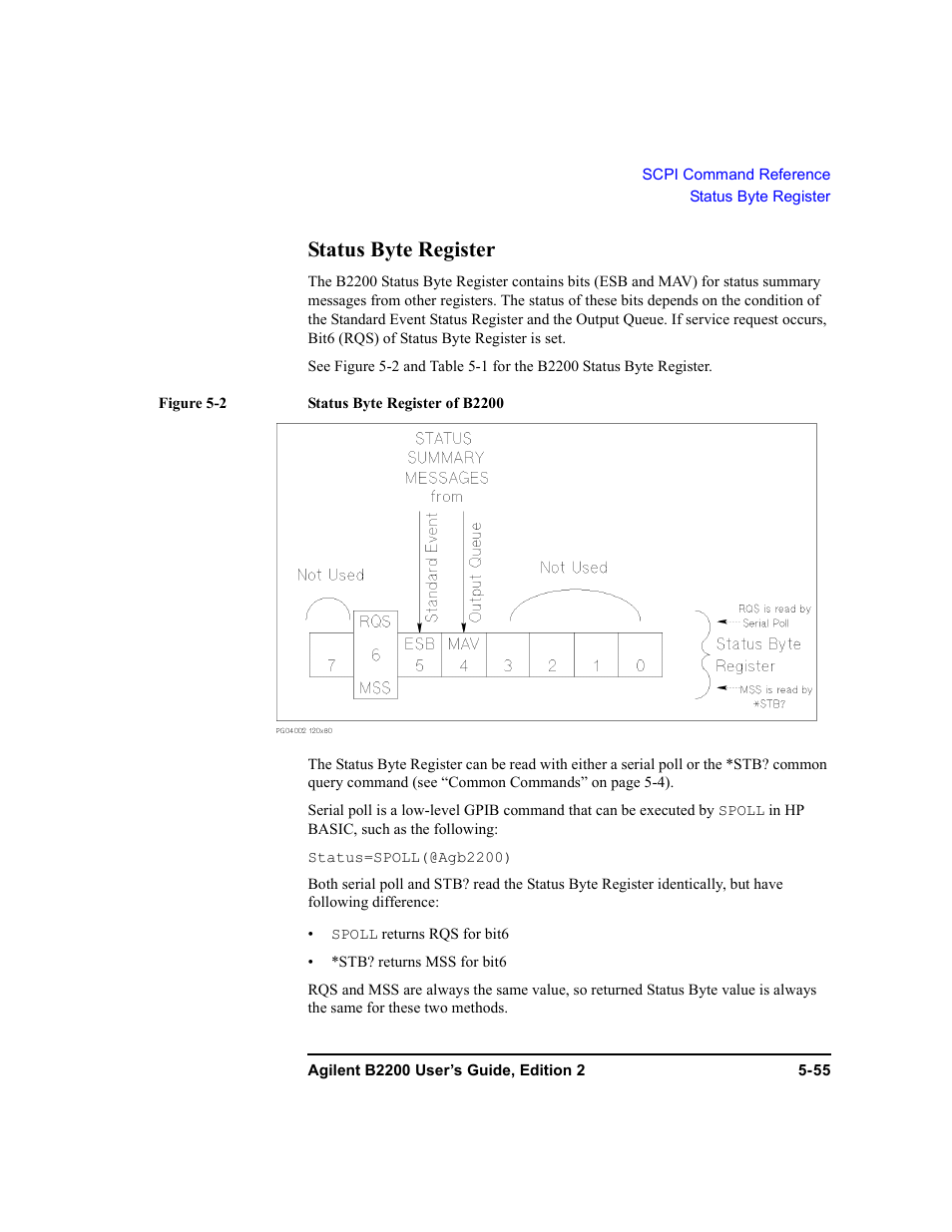 Status byte register, Status byte register -55 | Agilent Technologies B2201A User Manual | Page 181 / 234