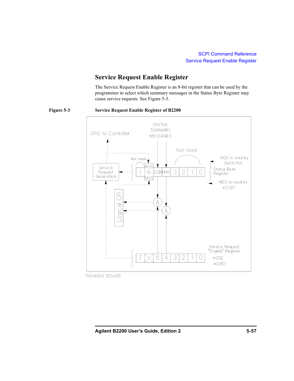 Service request enable register, Service request enable register -57 | Agilent Technologies B2201A User Manual | Page 183 / 234