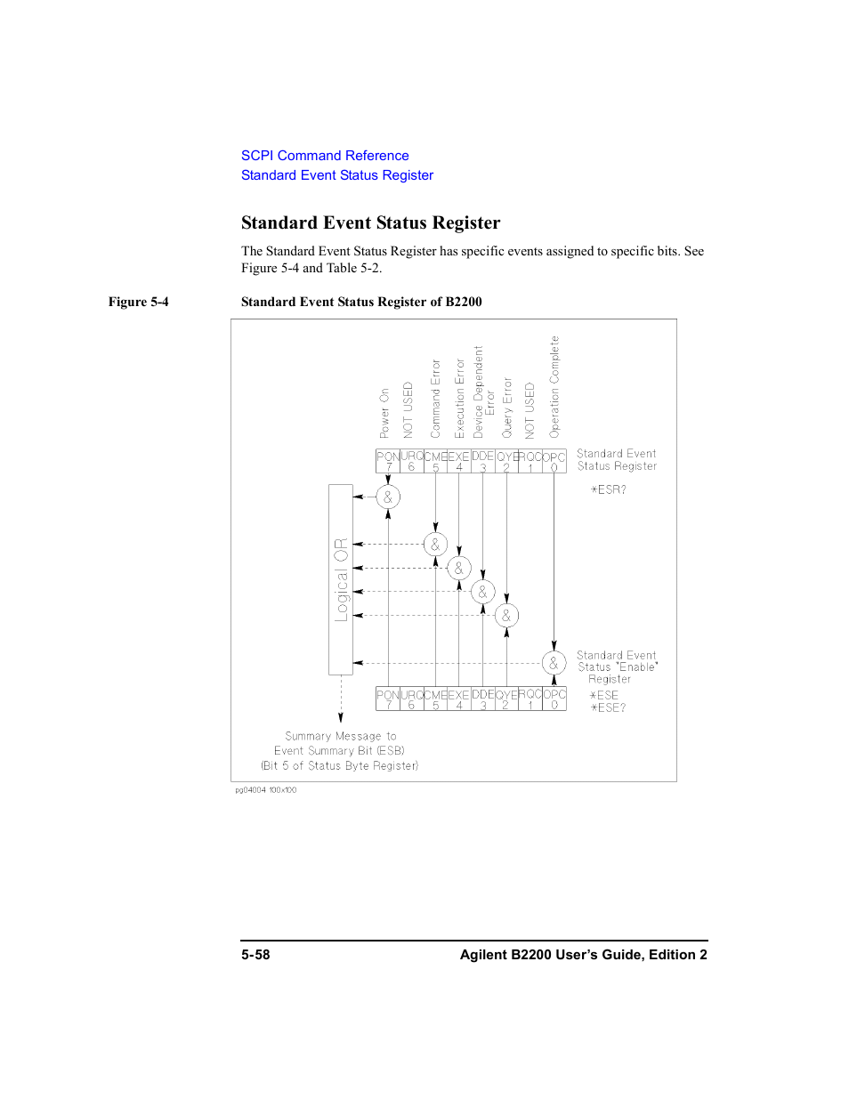 Standard event status register, Standard event status register -58 | Agilent Technologies B2201A User Manual | Page 184 / 234