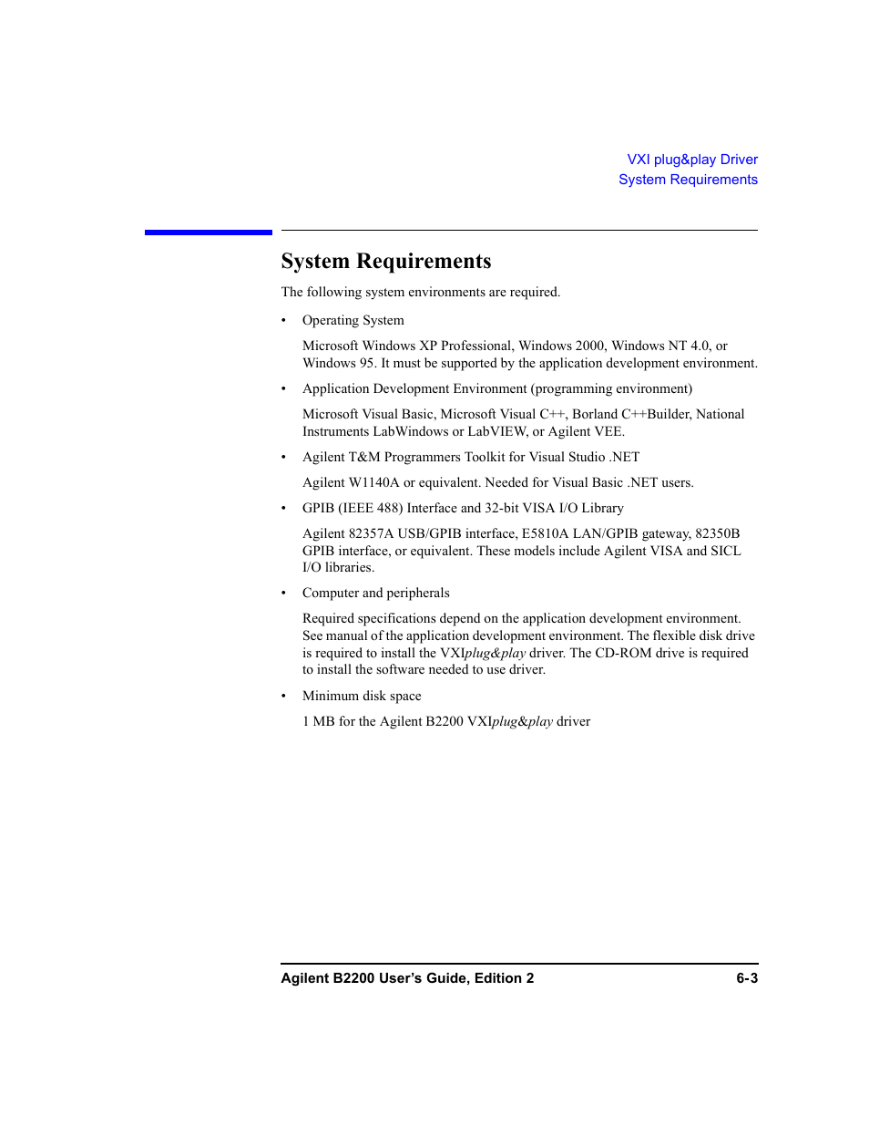 System requirements, System requirements -3 | Agilent Technologies B2201A User Manual | Page 189 / 234